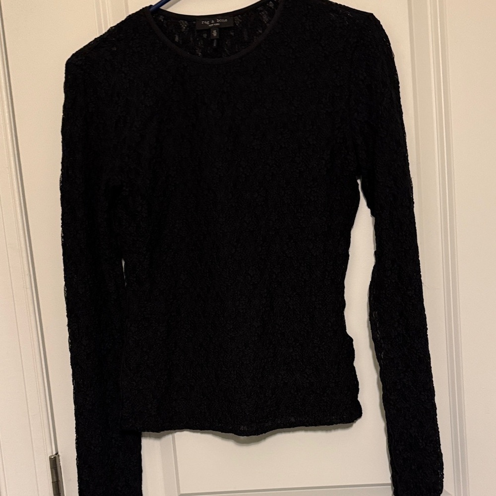 rag & bone Black Long Sleeve Lace Top